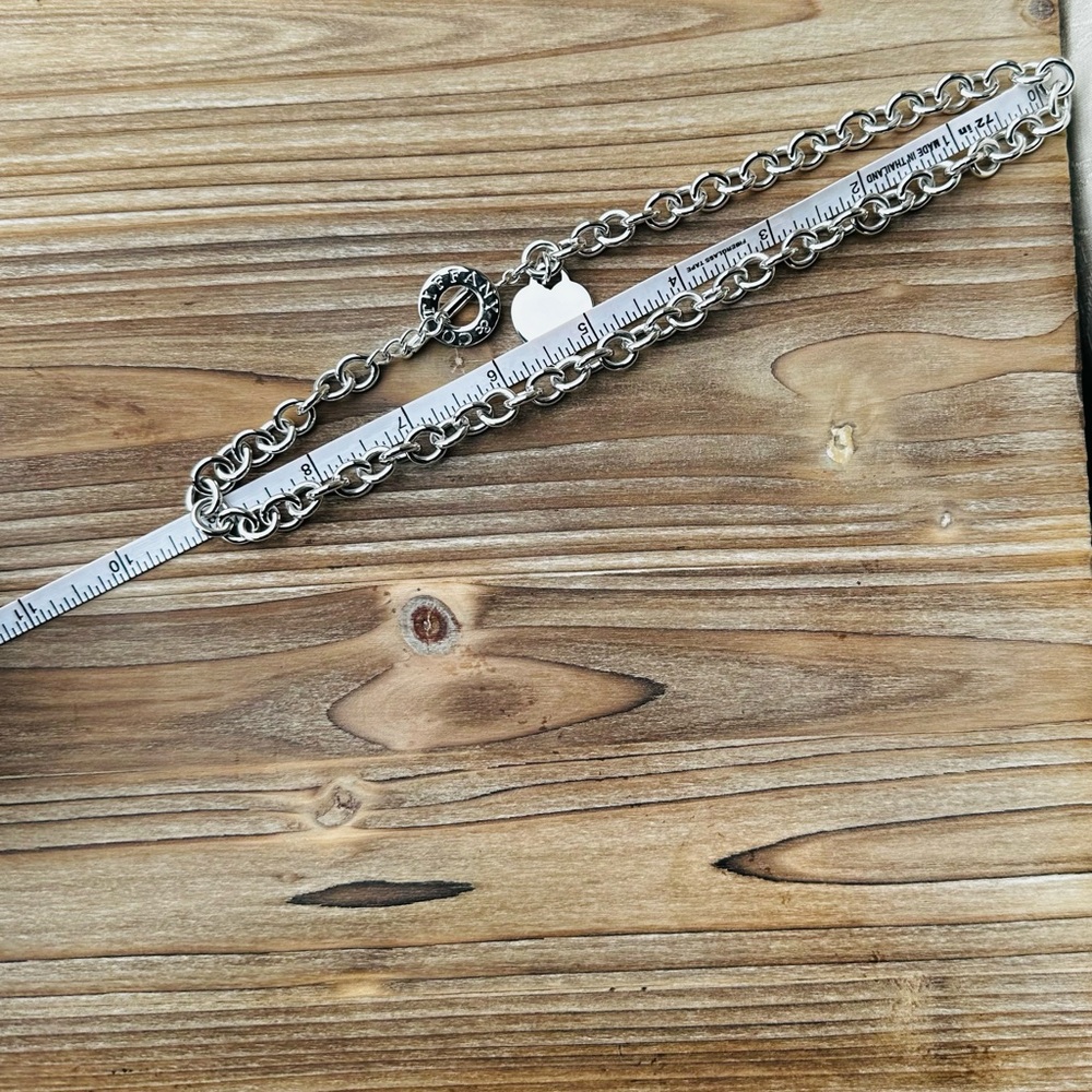 LONG 20" Tiffany & Co. XL Heart Tag Toggle Necklace in Silver - Picture 9 of 10